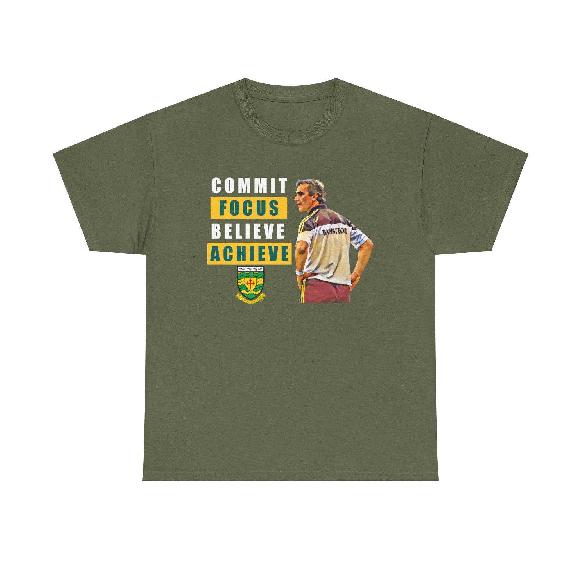 Commit Focus Believe Achieve With Crest - Jim McGuinness T-shirt
